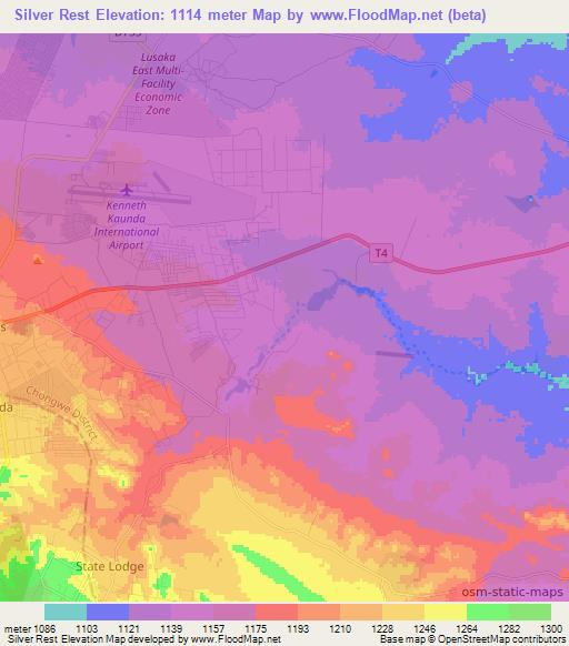 Silver Rest,Zambia Elevation Map