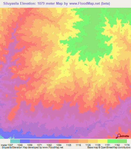 Siluyasila,Zambia Elevation Map