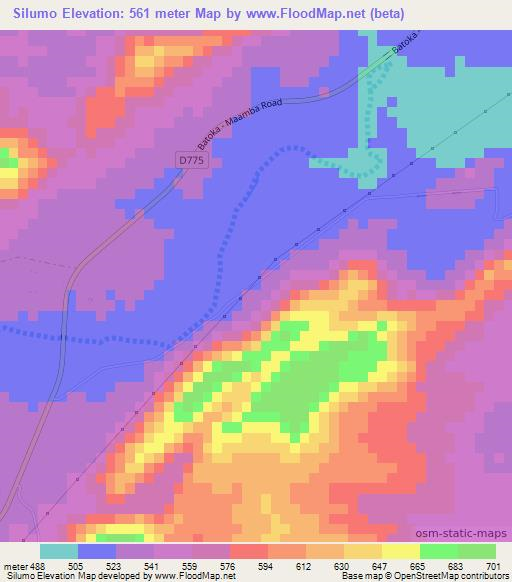 Silumo,Zambia Elevation Map