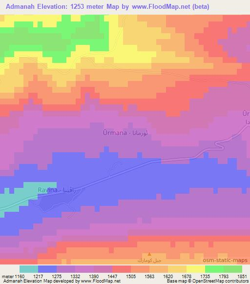 Admanah,Iraq Elevation Map