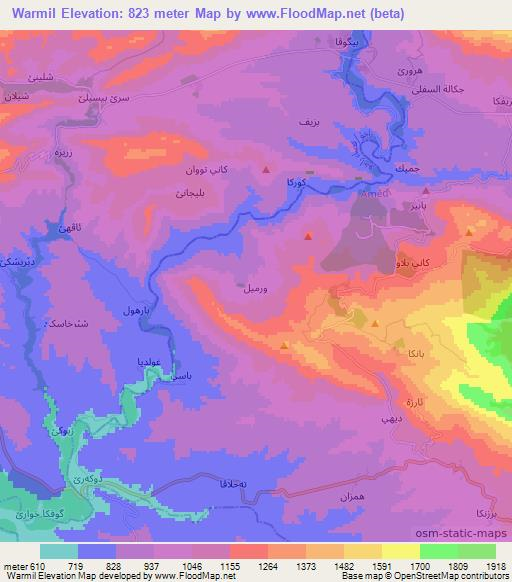 Warmil,Iraq Elevation Map