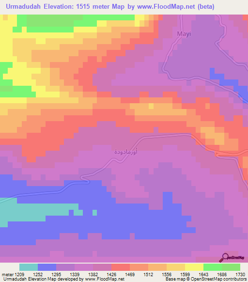 Urmadudah,Iraq Elevation Map