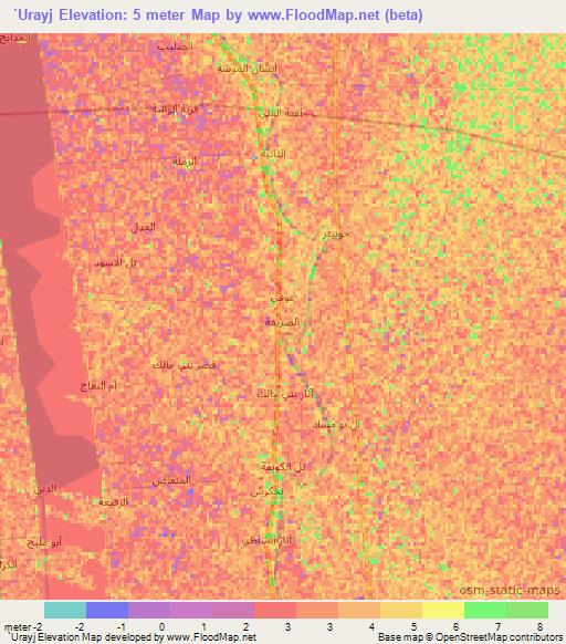 `Urayj,Iraq Elevation Map