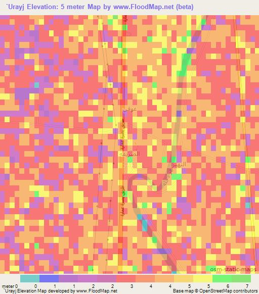 `Urayj,Iraq Elevation Map