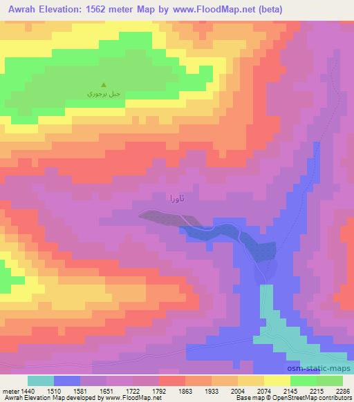 Awrah,Iraq Elevation Map