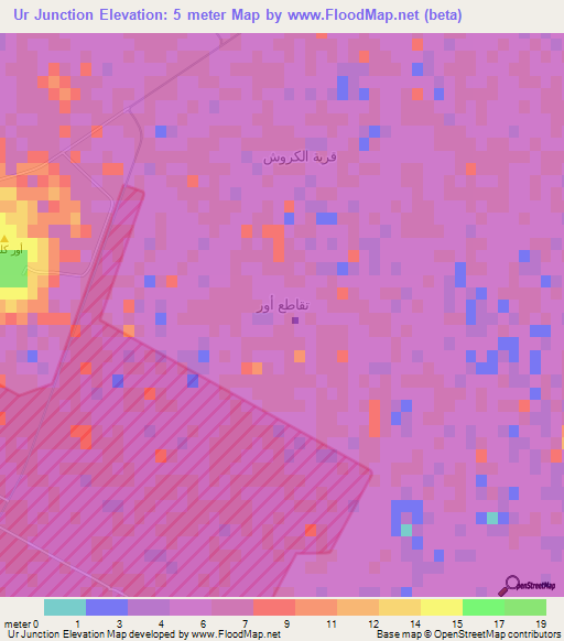 Ur Junction,Iraq Elevation Map