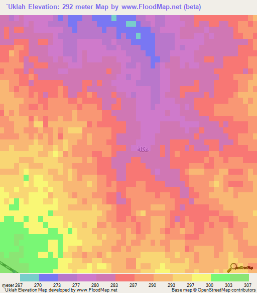 `Uklah,Iraq Elevation Map