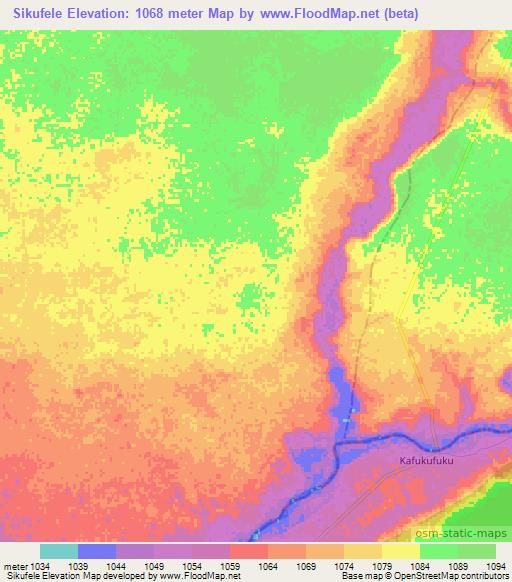 Sikufele,Zambia Elevation Map