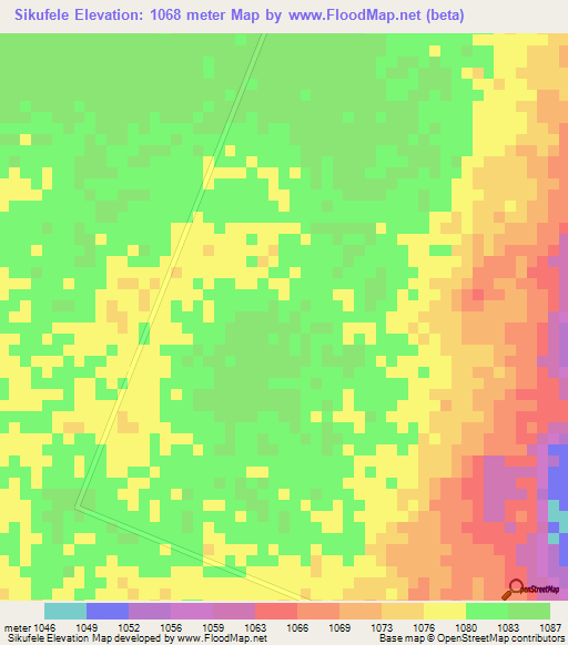 Sikufele,Zambia Elevation Map