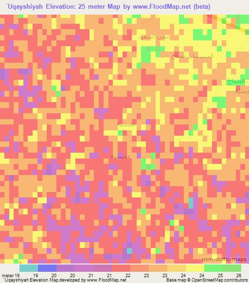 `Uqayshiyah,Iraq Elevation Map