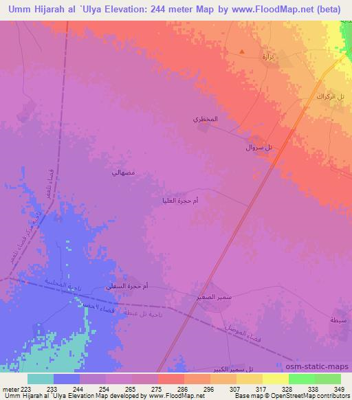 Umm Hijarah al `Ulya,Iraq Elevation Map