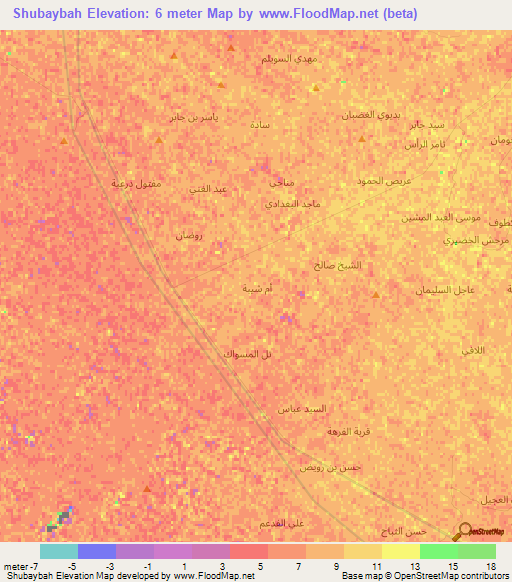 Shubaybah,Iraq Elevation Map