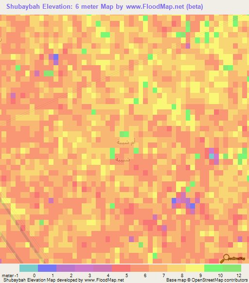 Shubaybah,Iraq Elevation Map