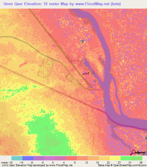 Umm Qasr,Iraq Elevation Map