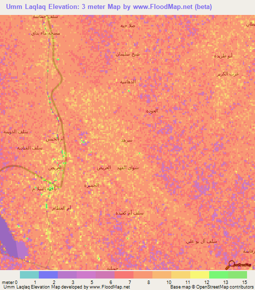 Umm Laqlaq,Iraq Elevation Map