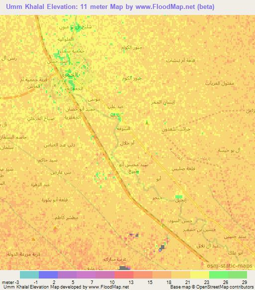 Umm Khalal,Iraq Elevation Map