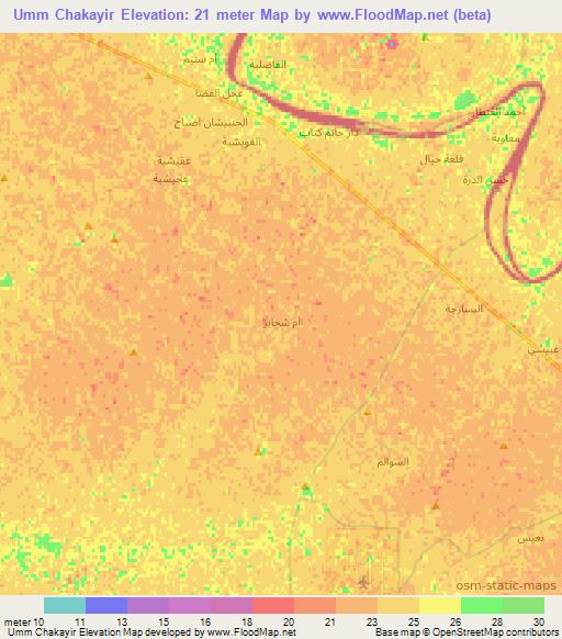 Umm Chakayir,Iraq Elevation Map