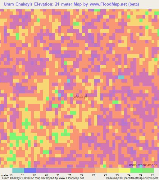 Umm Chakayir,Iraq Elevation Map