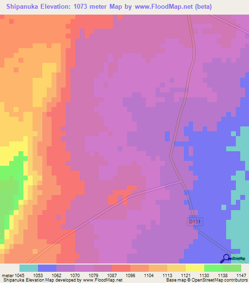 Shipanuka,Zambia Elevation Map