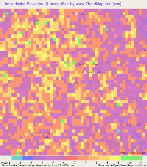 Umm Hasha,Iraq Elevation Map