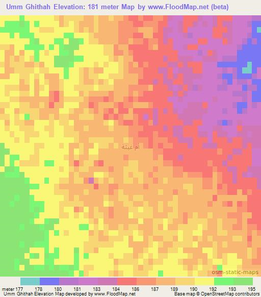 Umm Ghithah,Iraq Elevation Map