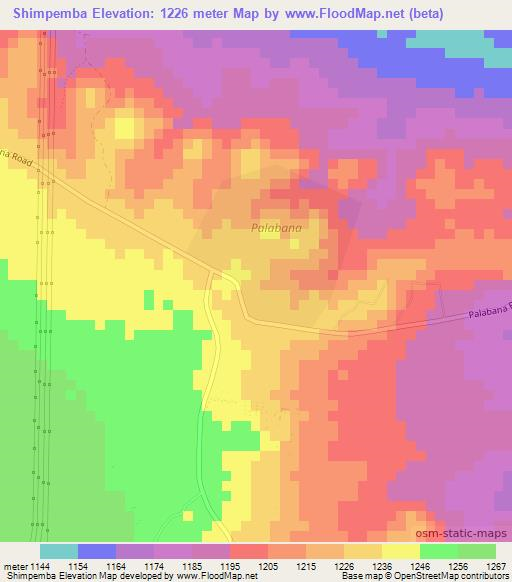 Shimpemba,Zambia Elevation Map