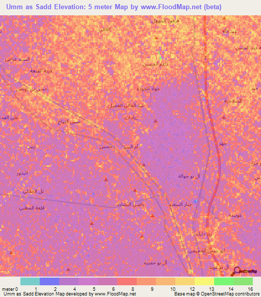 Umm as Sadd,Iraq Elevation Map