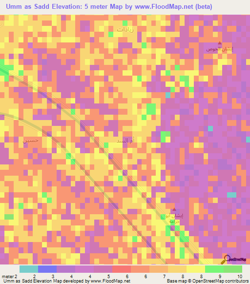 Umm as Sadd,Iraq Elevation Map