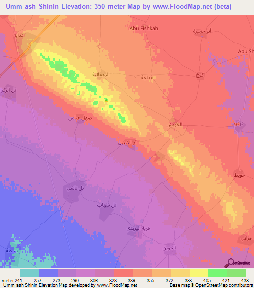 Umm ash Shinin,Iraq Elevation Map