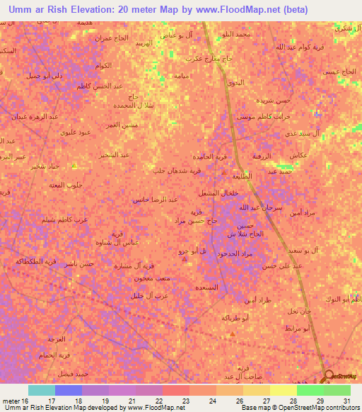 Umm ar Rish,Iraq Elevation Map