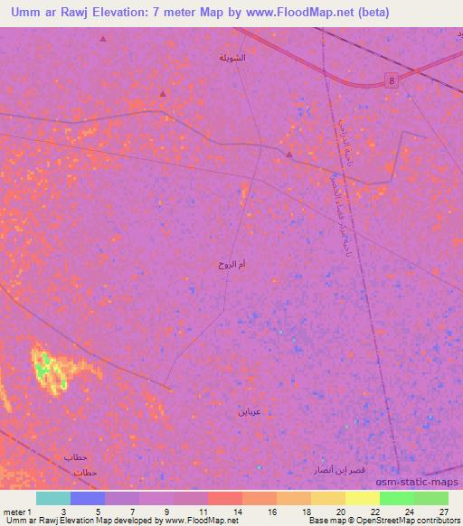 Umm ar Rawj,Iraq Elevation Map