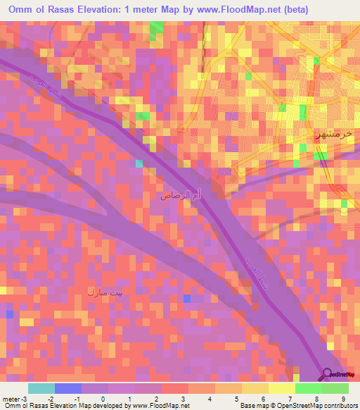 Omm ol Rasas,Iraq Elevation Map