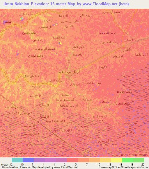 Umm Nakhlan,Iraq Elevation Map