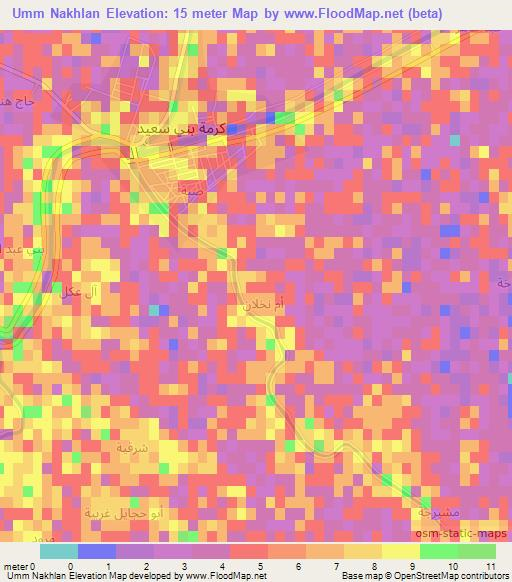 Umm Nakhlan,Iraq Elevation Map