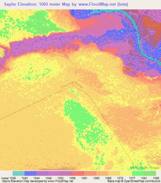 Sayito,Zambia Elevation Map