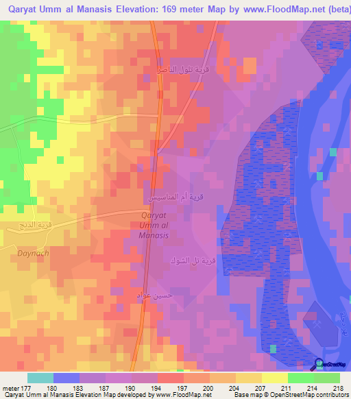 Qaryat Umm al Manasis,Iraq Elevation Map