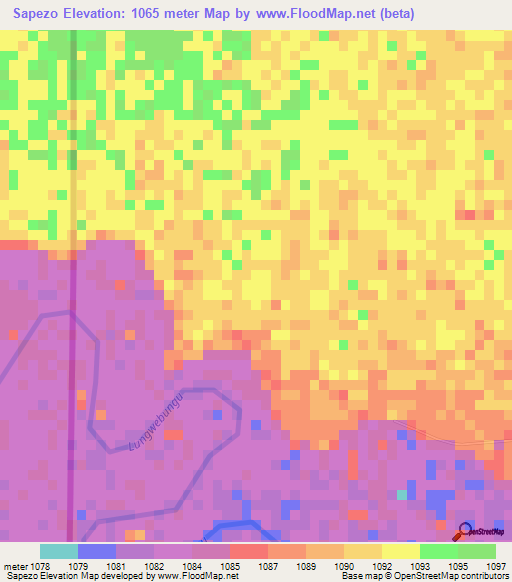 Sapezo,Zambia Elevation Map