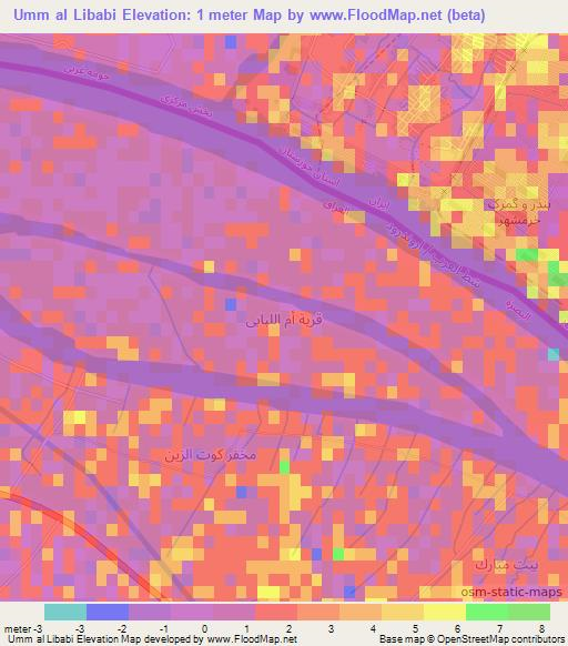 Umm al Libabi,Iraq Elevation Map