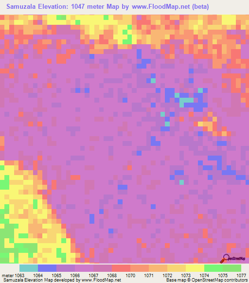 Samuzala,Zambia Elevation Map