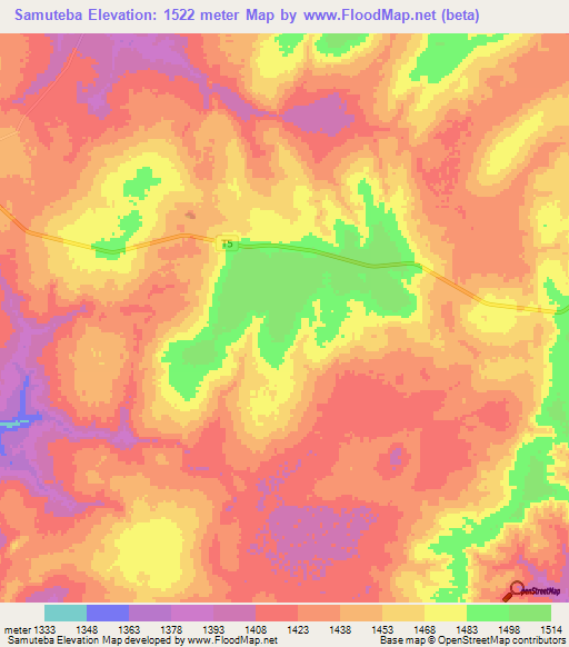 Samuteba,Zambia Elevation Map