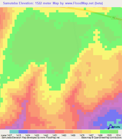 Samuteba,Zambia Elevation Map