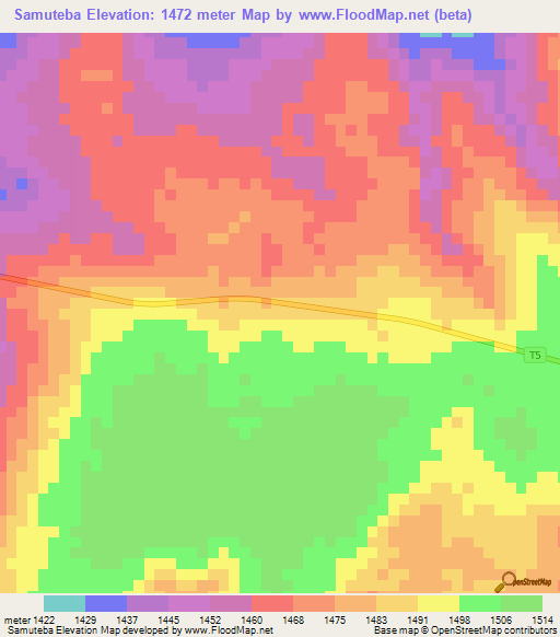 Samuteba,Zambia Elevation Map