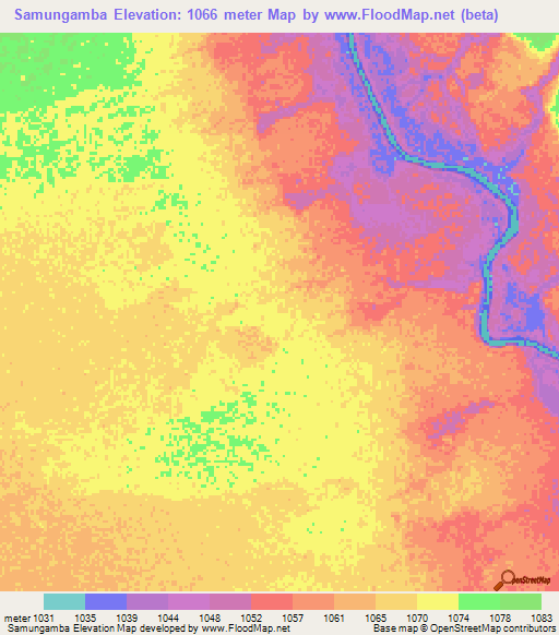 Samungamba,Zambia Elevation Map