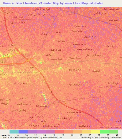 Umm al Izba,Iraq Elevation Map