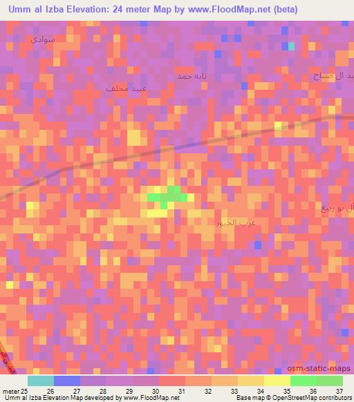 Umm al Izba,Iraq Elevation Map