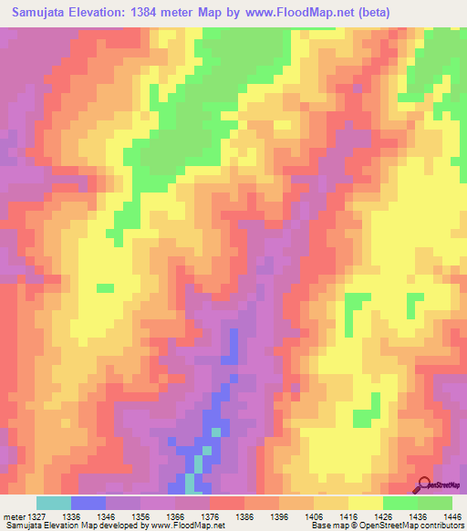 Samujata,Zambia Elevation Map