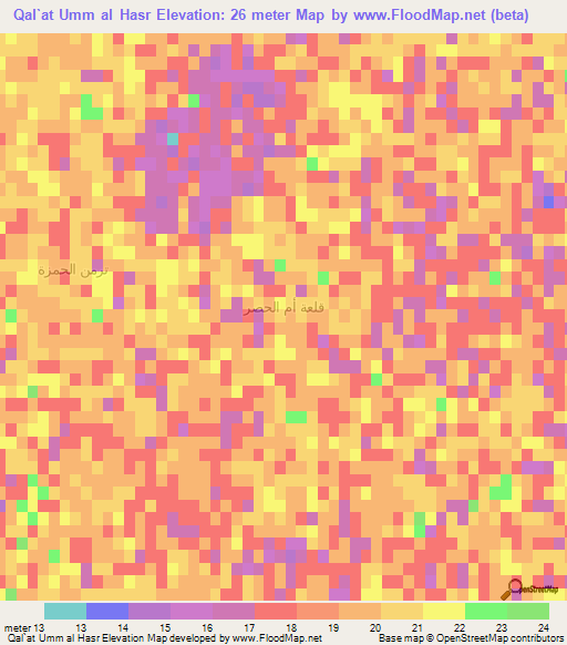 Qal`at Umm al Hasr,Iraq Elevation Map