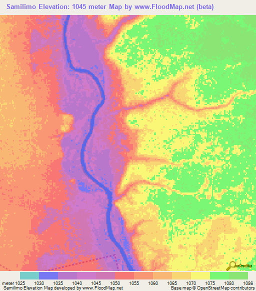 Samilimo,Zambia Elevation Map