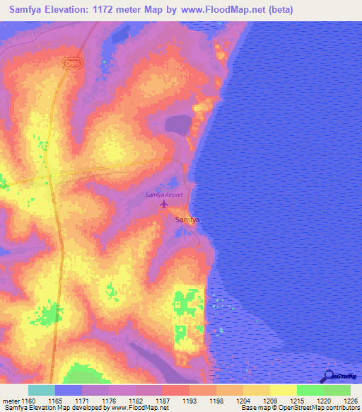 Samfya,Zambia Elevation Map