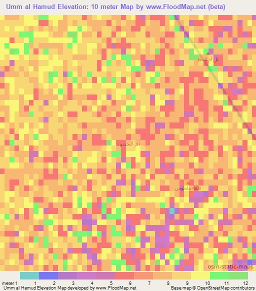 Umm al Hamud,Iraq Elevation Map